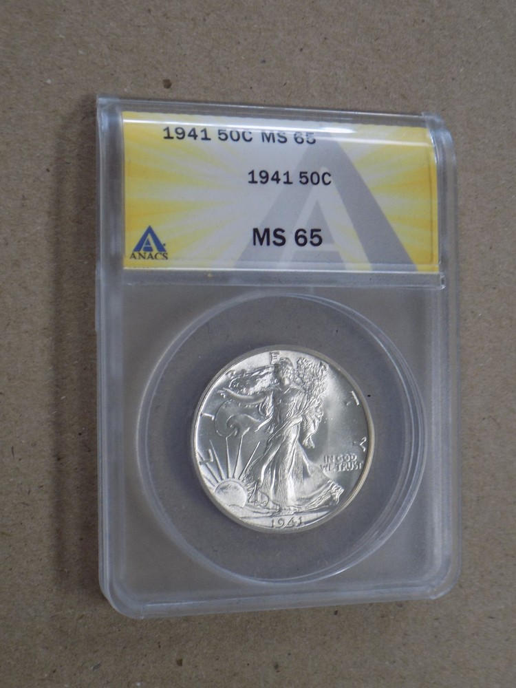 1941 50C Walking Liberty Half Dollar ANACS MS65