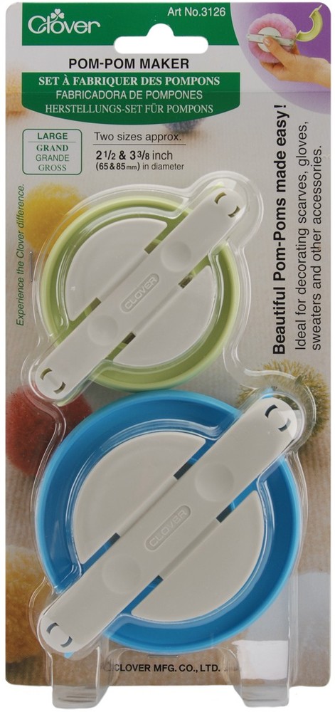 Clover 3126 Pom-Pom Makers Large-2.5" & 3.375" 2/Pkg