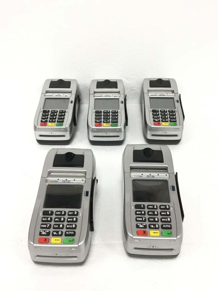 5x FIRST DATA FD130 Credit Card Terminal Chip Reader No Ac Adapter WORKING QTY