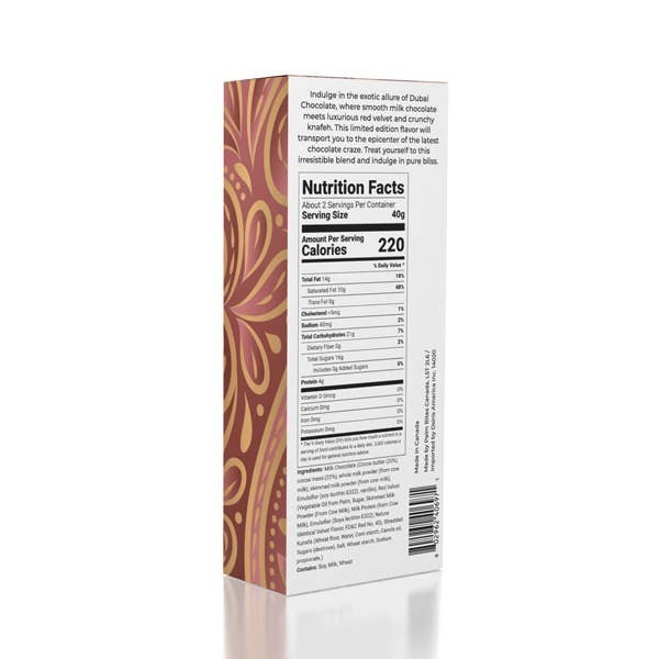 Oasis Treasures Dubai Chocolate Bars, Assorted Flavors