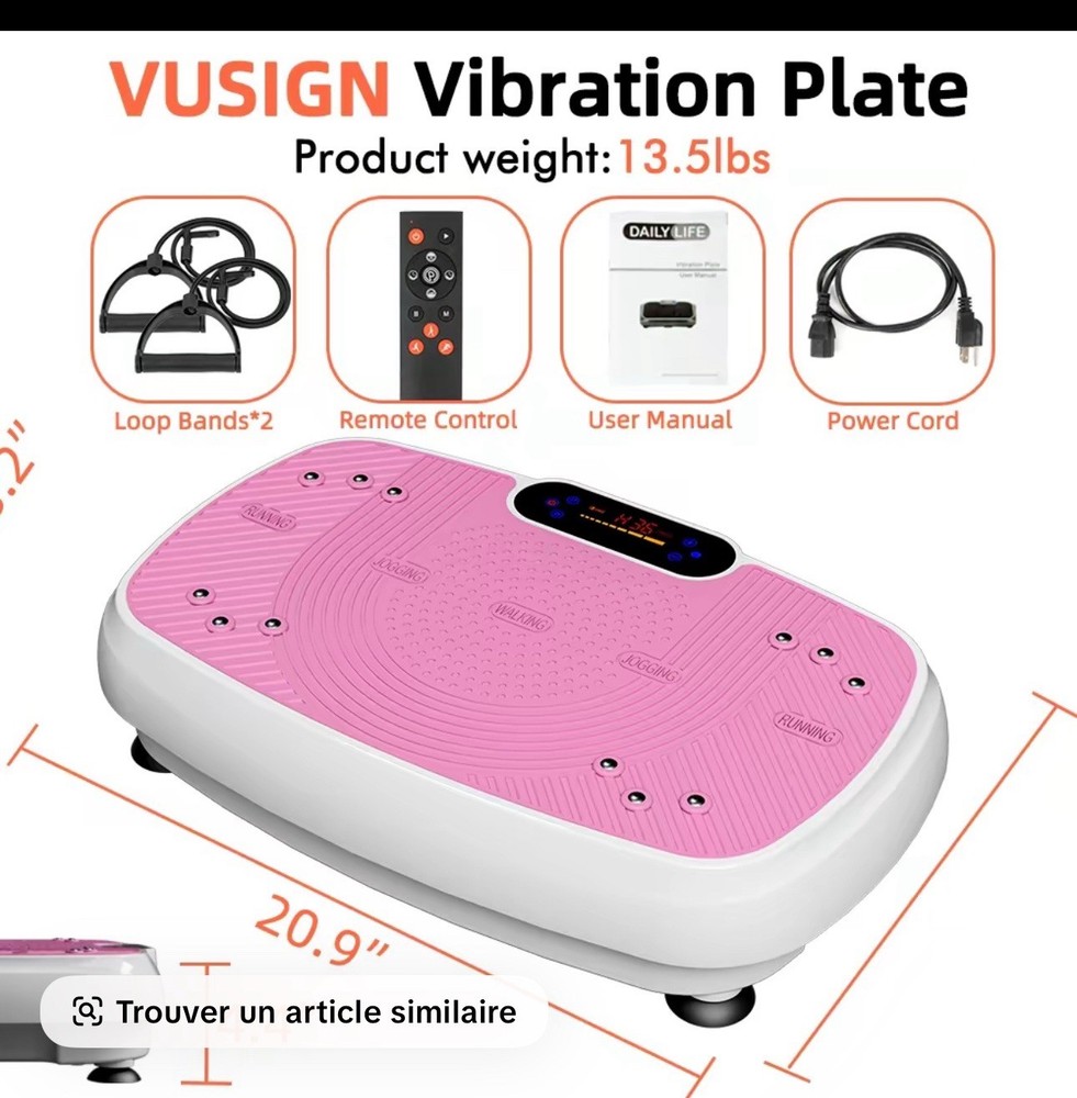 Vusign Home Vibration Plate Exercise Machine Lymphatic Drainage.