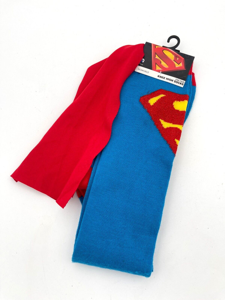 DC Comics Superman Socks Red Cape Knee High Fun NEW
