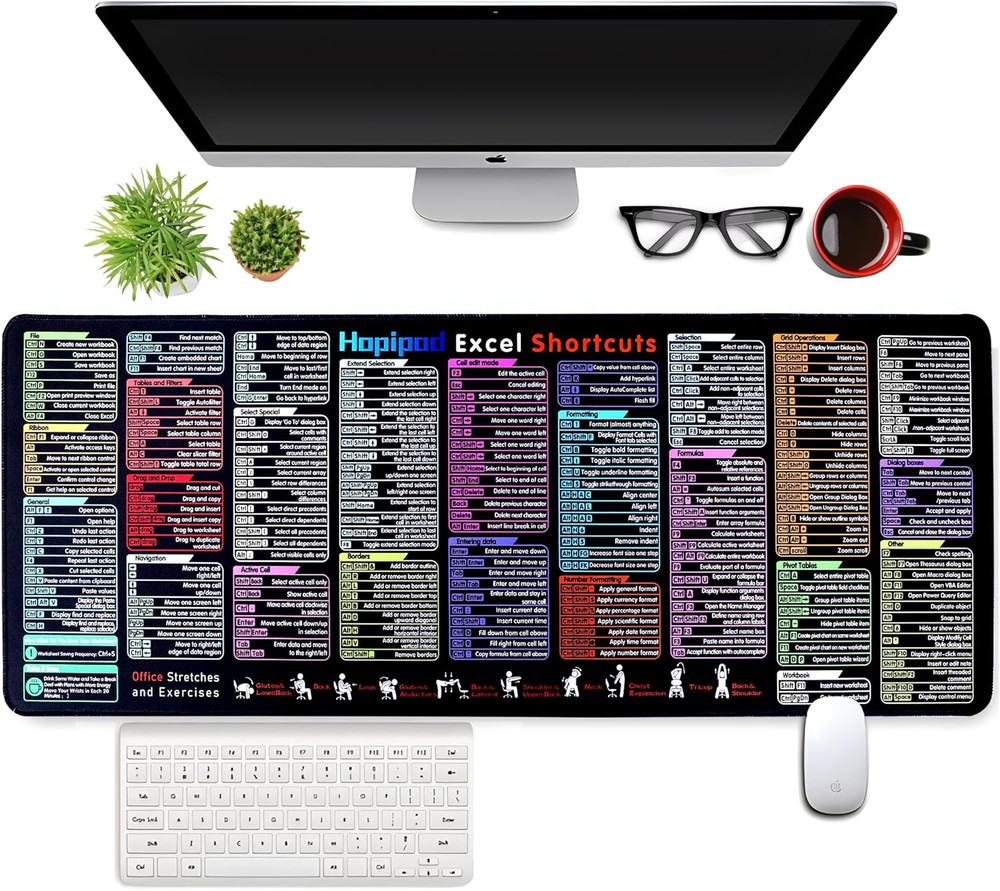 Excel Cheat Sheet Desk Pad with 231 Shortcuts & Formulas |2025 Edition