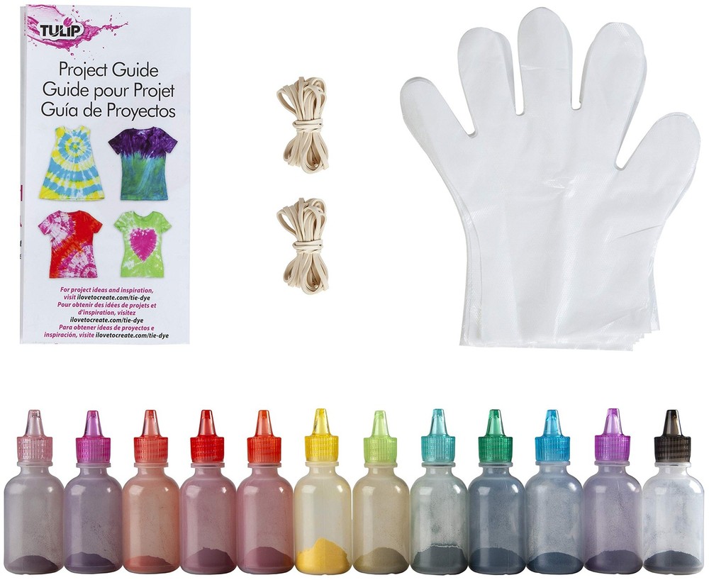 One-Step Tie Kit Fun Party Activity Permanent Fabric Dye Carnival 8 Techniques