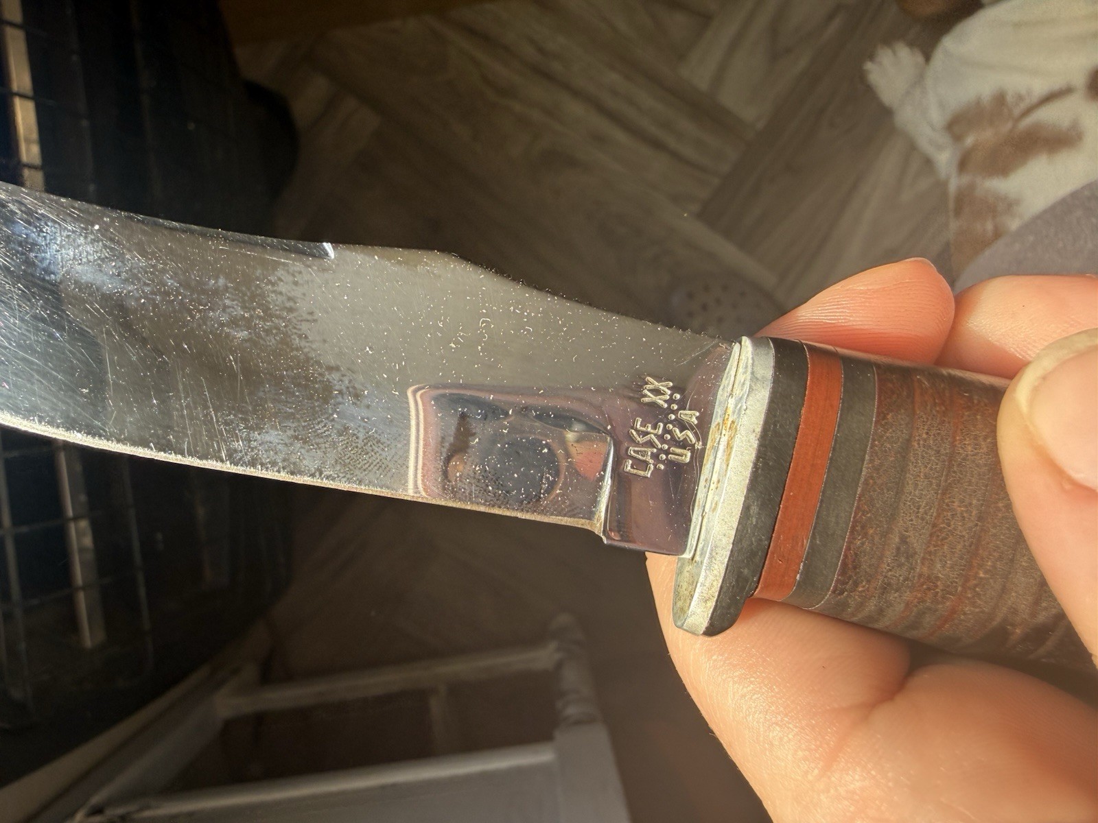 Case Vintage 5" Clip Point Fixed Blade Hunting Knife Leather Handle w/ Sheath