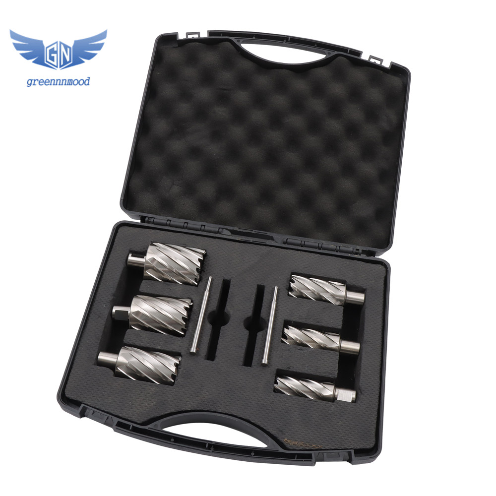 6× Annular Cutter Set HSS Magnetic Drill Bits Universal Universal Shank 2" Depth