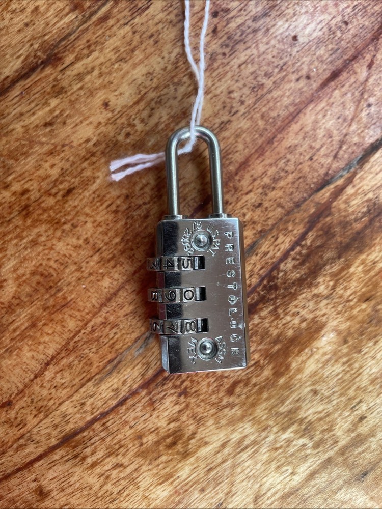 Prestolock Keyless 3 Digit Combination Steel Shackle Padlock Chrome