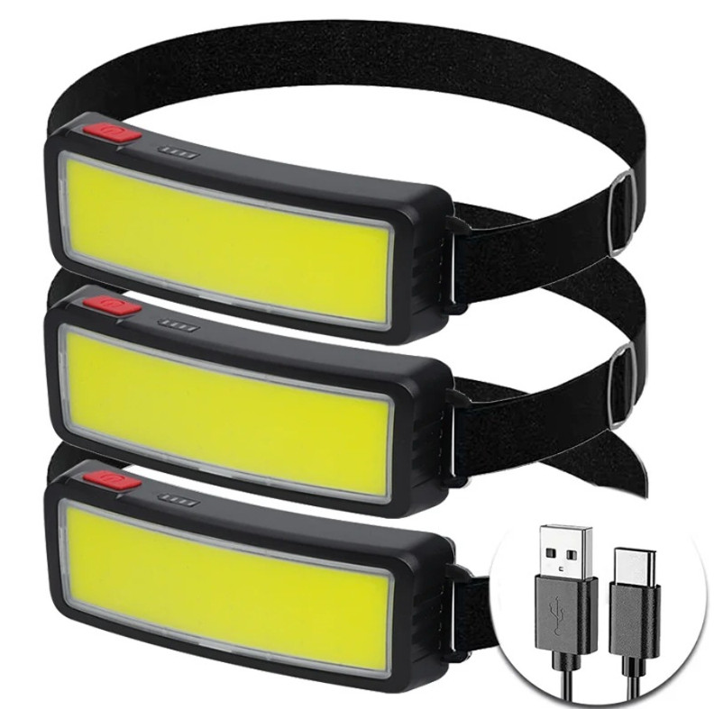 1pc COB Portable LED Headlamp USB Rechargeable Outdoor Camping Light - NEW