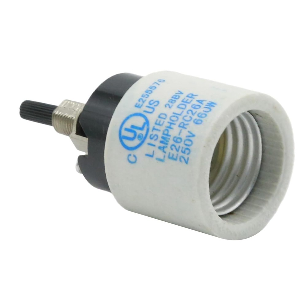 Rotary Lamp Switch Replacement with Socket Holder 660W 250V E26 E27, Porcelain L