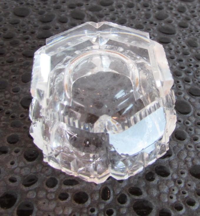 Pedestal Base Beveled Hexagon Open Salt Cellar Dip ca 1900's