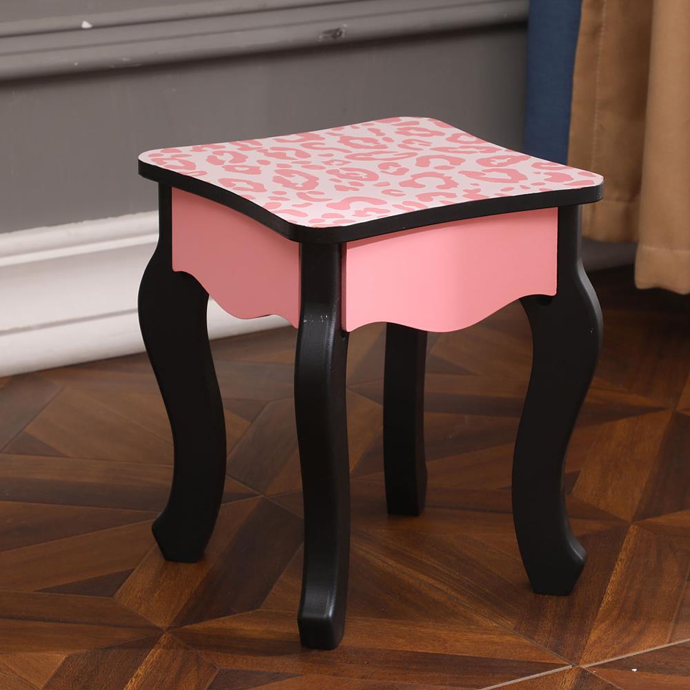 Kids Vanity Set Table and Stool with Drawer Dressing Mirror Pink Girls Gifts
