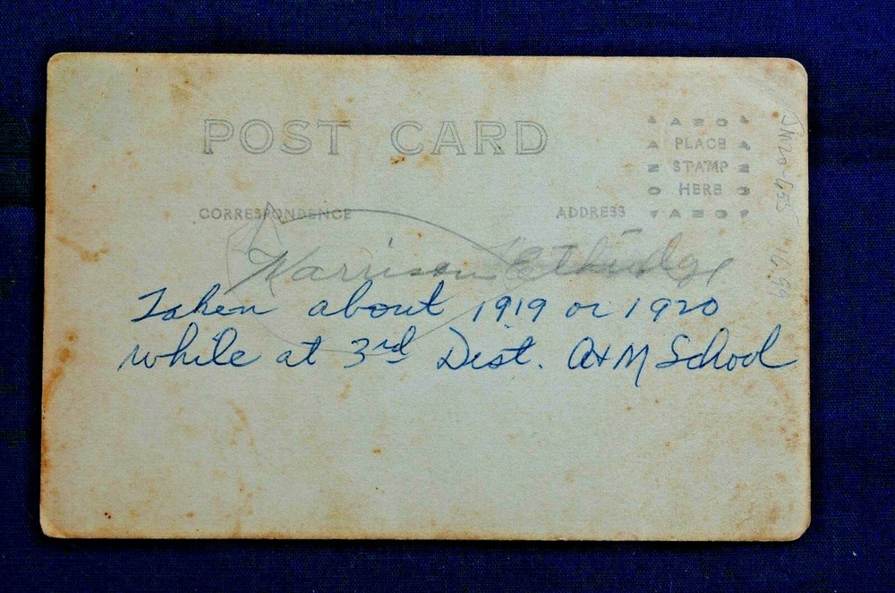 Post WWI ID'd RPPC, Harrison Ethridge, 3rd Dest. A & M School