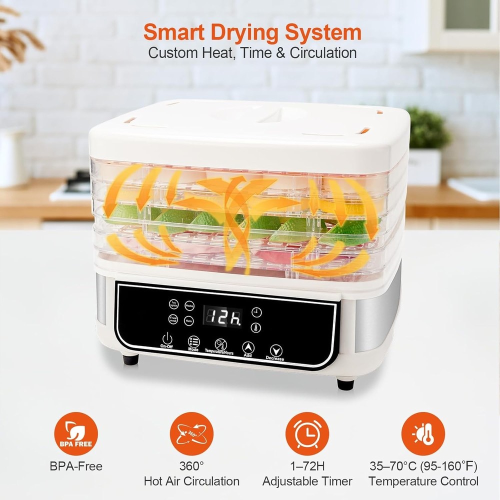 10Trays Food Dehydrator Machine Adjustable Temperature for Jerky/Fruit/Vegetable