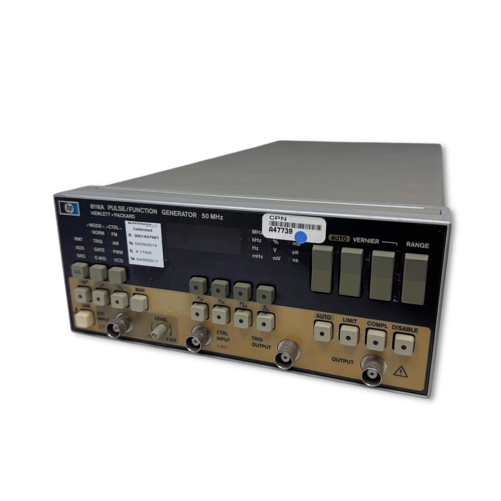 HP 8116A Pulse/Function Generator 50 MHz HP Calibrated Test Equipment