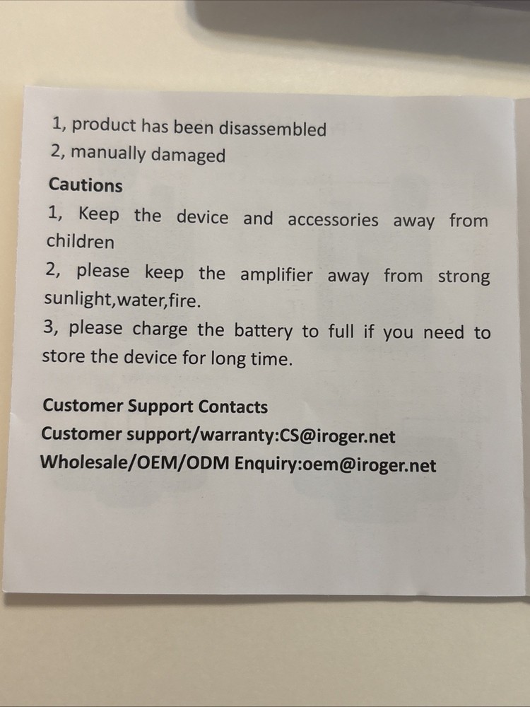Iroger Hearing/Sound Amplifier Rechargeable Hearing Assistance Device OPEN BOX