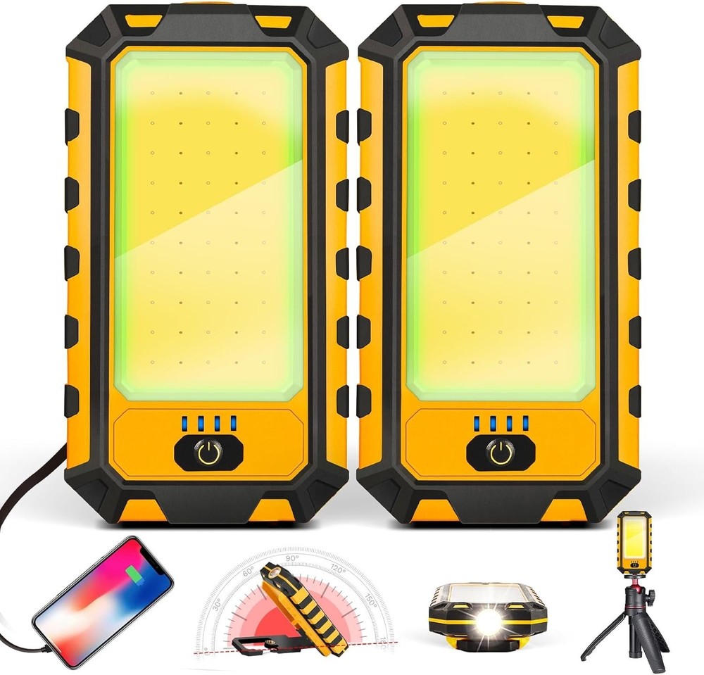 2Pack LED Work Light 1500Lumens Rechargeable Magnetic Flashlight Rotatable