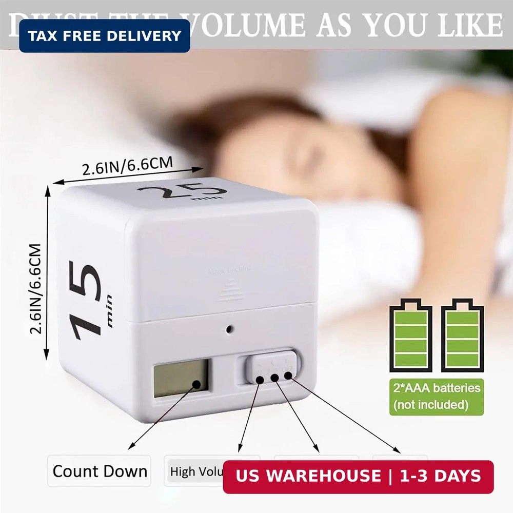 Rotating Pomodoro Timer, 5/25/15/45 Mins Preset, Desk Cube Countdown Flip Produc