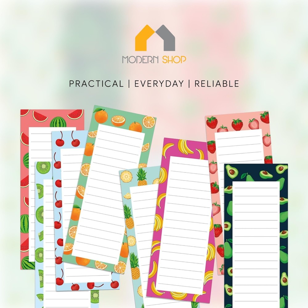 8 Magnetic Notepads – for Grocery 8 Pack- Medium, MEDIUM 8 PACK
