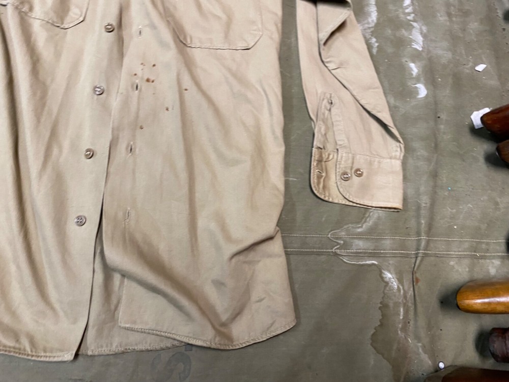 WWII US ARMY ENLISTED NCO SUMMER KHAKI COMBAT FIELD SHIRT-MEDIUM 40R