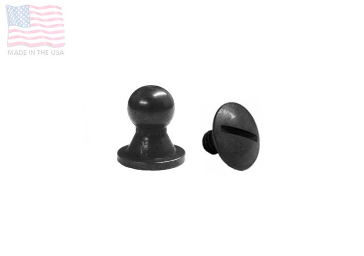 Sam Browne 5/16" 8mm Screw Back Button Stud & Screw, Black, Holster, 5 Sets