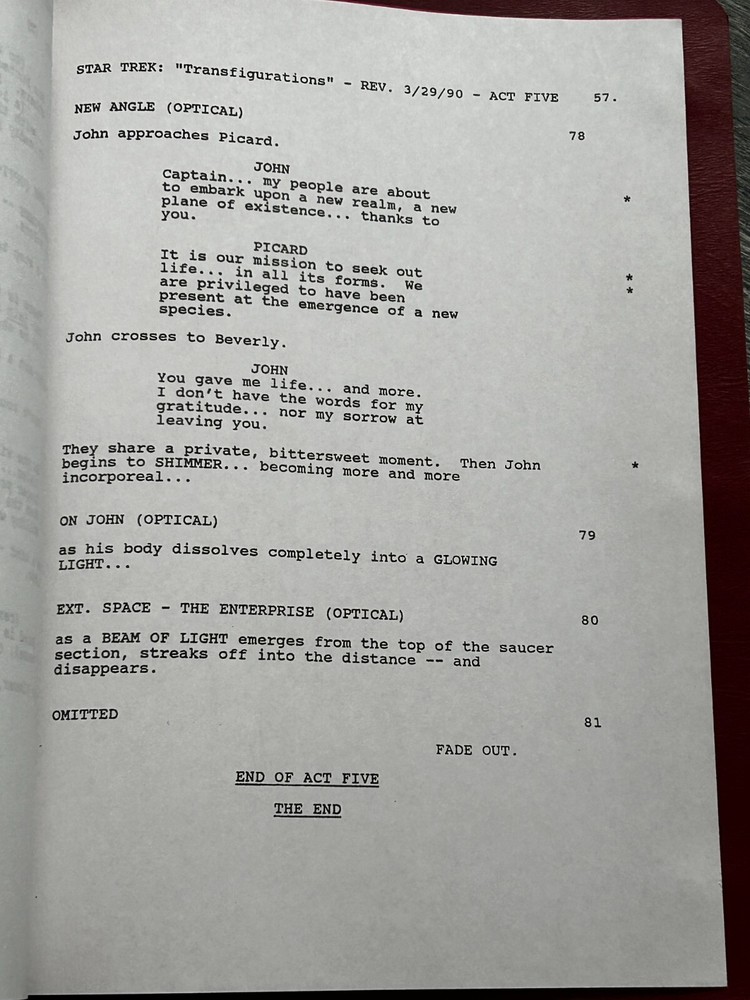 STAR TREK Script The Next Generation Transfigurations Revised Final Draft 1990