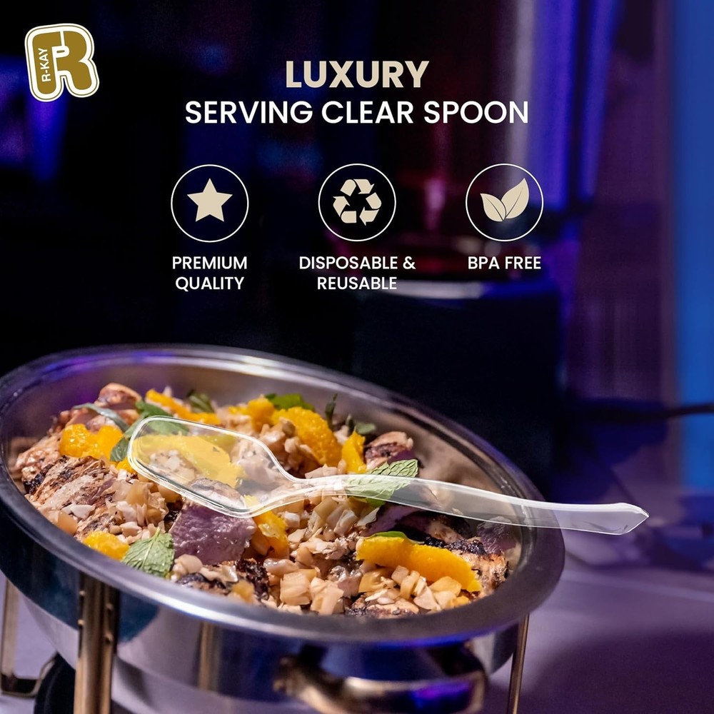 12 Pack Plastic Serving Spoons For Buffet Clear Plastic Serving Utensils For Hot
