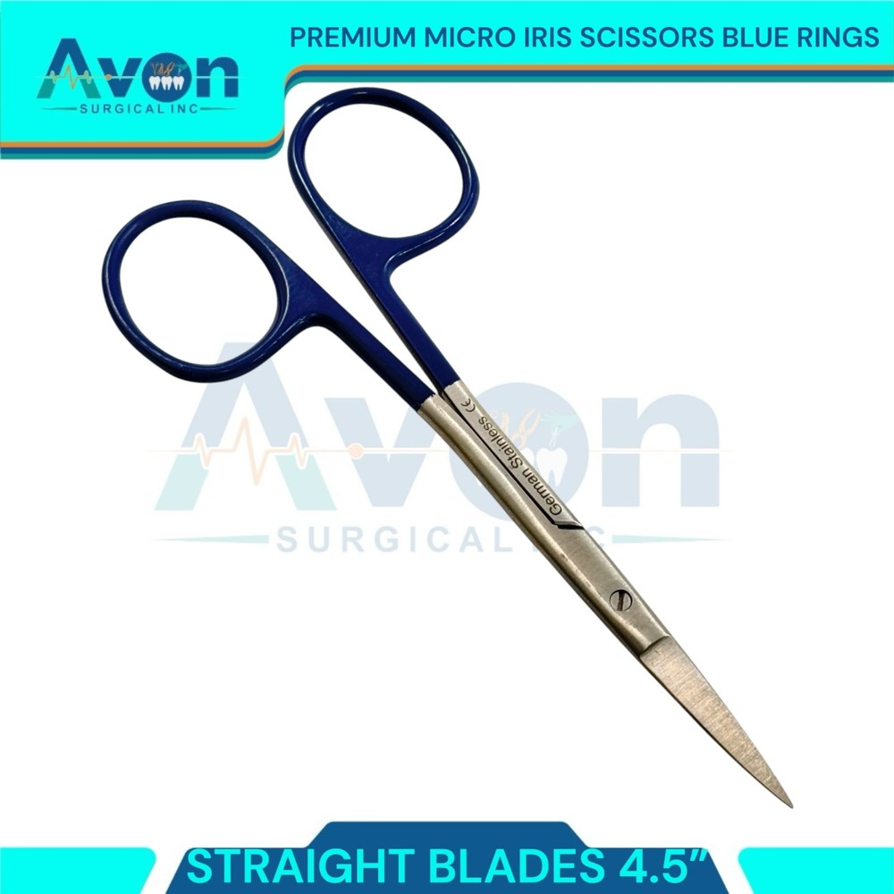 2pcs Premium Dissecting Iris Scissors with Sharp Points, Curved+Straight - 4.5in