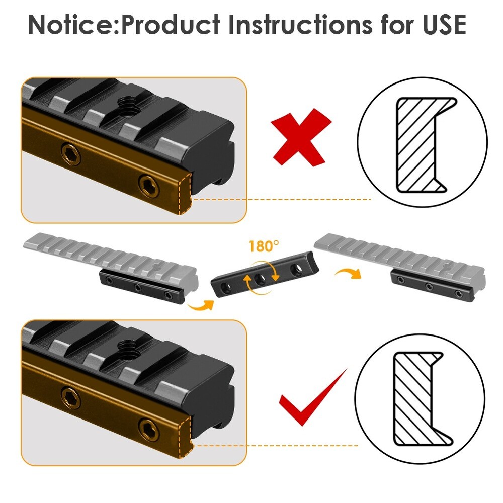 Dovetail Extension Adapter Riser Rail Mount Base 11mm Conversion to 20mm Rail