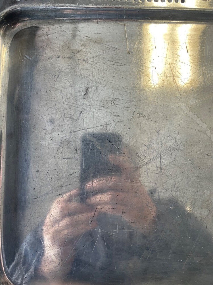 ANTIQUE HOTEL SILVER SOLDERED SERVING TRAY