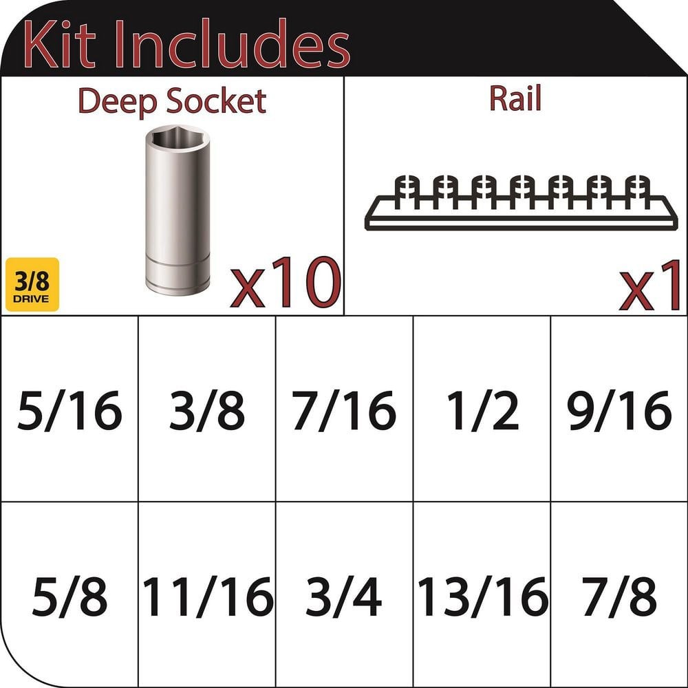 Husky 3/8 in. Drive Deep SAE Socket Set (10-Piece)