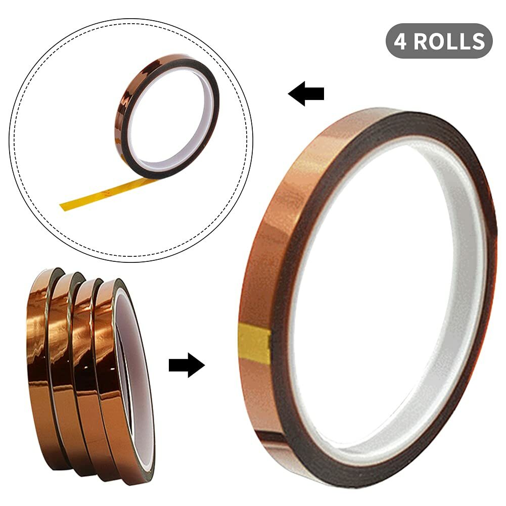 A-SUB 4 Rolls 10mm 108ft Kapton Polyimide High Temperature Heat Resistant Tapes