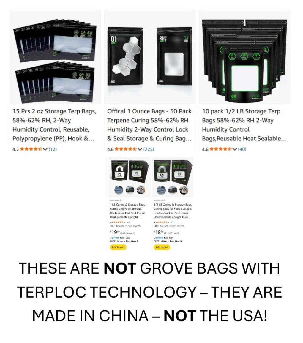 Grove Bags - TerpLoc Curing & Storage Bags - 1/4 Pound 10 pack - MADE IN THE USA
