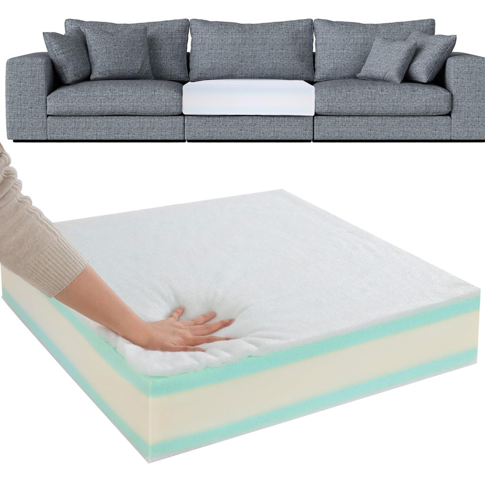 Memory Foam Couch Cushion Replacement, High Density Upholstery Foam Wrapped w...