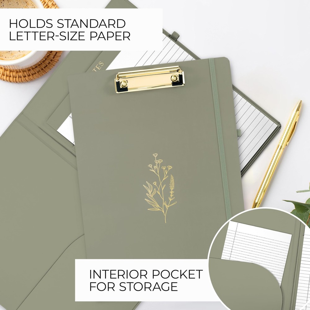 Lined Notepad Folio, Work Clipboard, Supplies, Interior Pocket