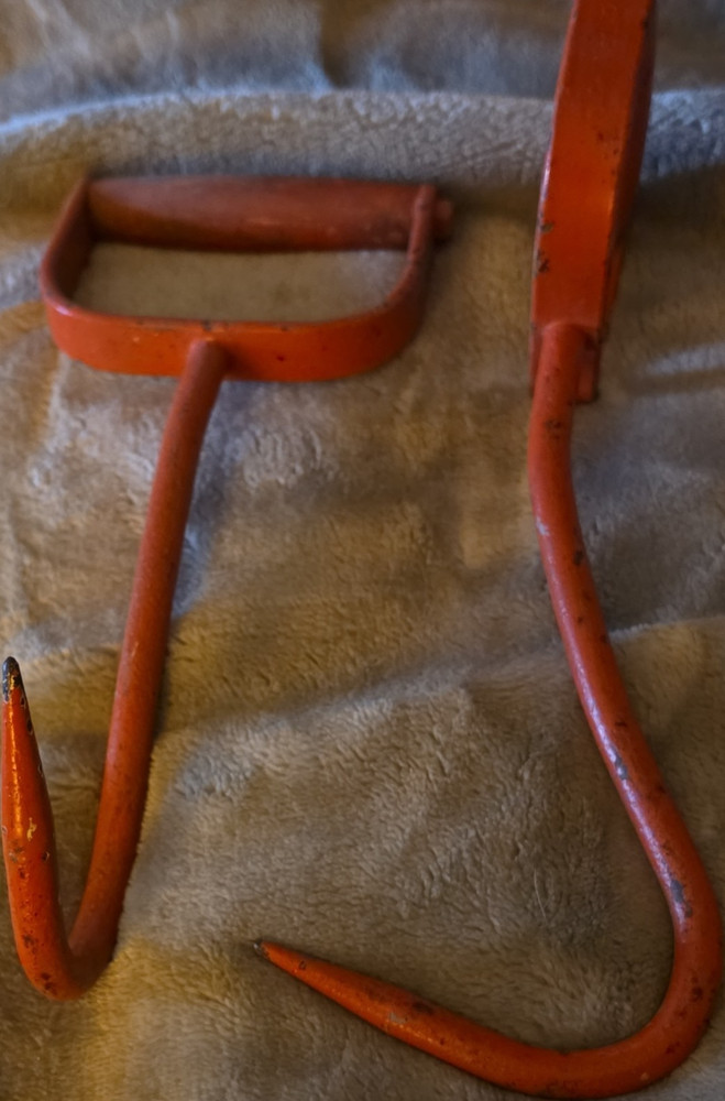 Red Metal Log Hook Forestry Tool