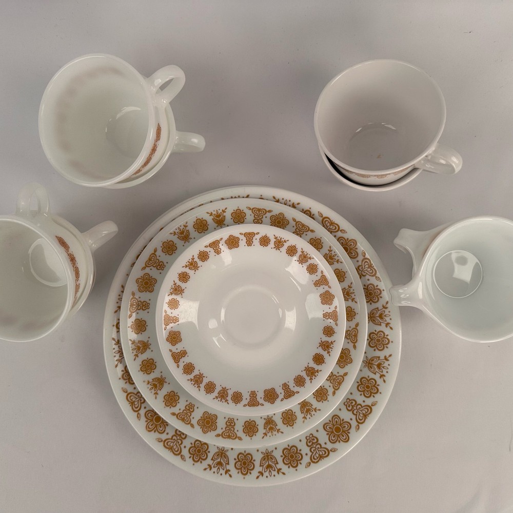Vintage Corelle Butterfly Gold Dinnerware Set
