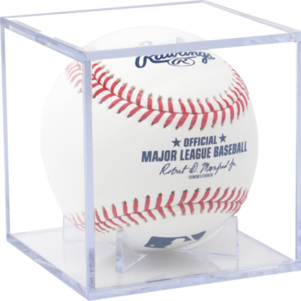 (100 Pack) UV-Protected Acrylic Baseball Display Case Cubes With Stand  (Bulk)