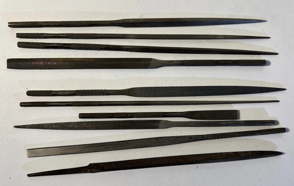 Nicholson Swiss pattern files - 5 1/2” - round Handle - 9 Assorted Files - T2