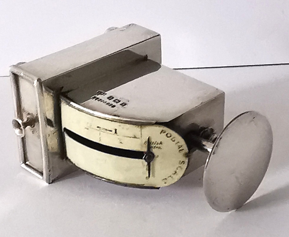 Solid Silver Postal Scales & Double Stamp Box Combi - Birm. 1907.