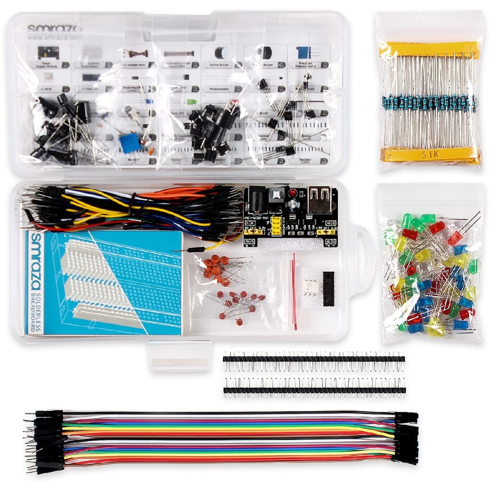 Basic Starter Kit With Breadboard Power Supply Jumper Wires Resistors Led Compat