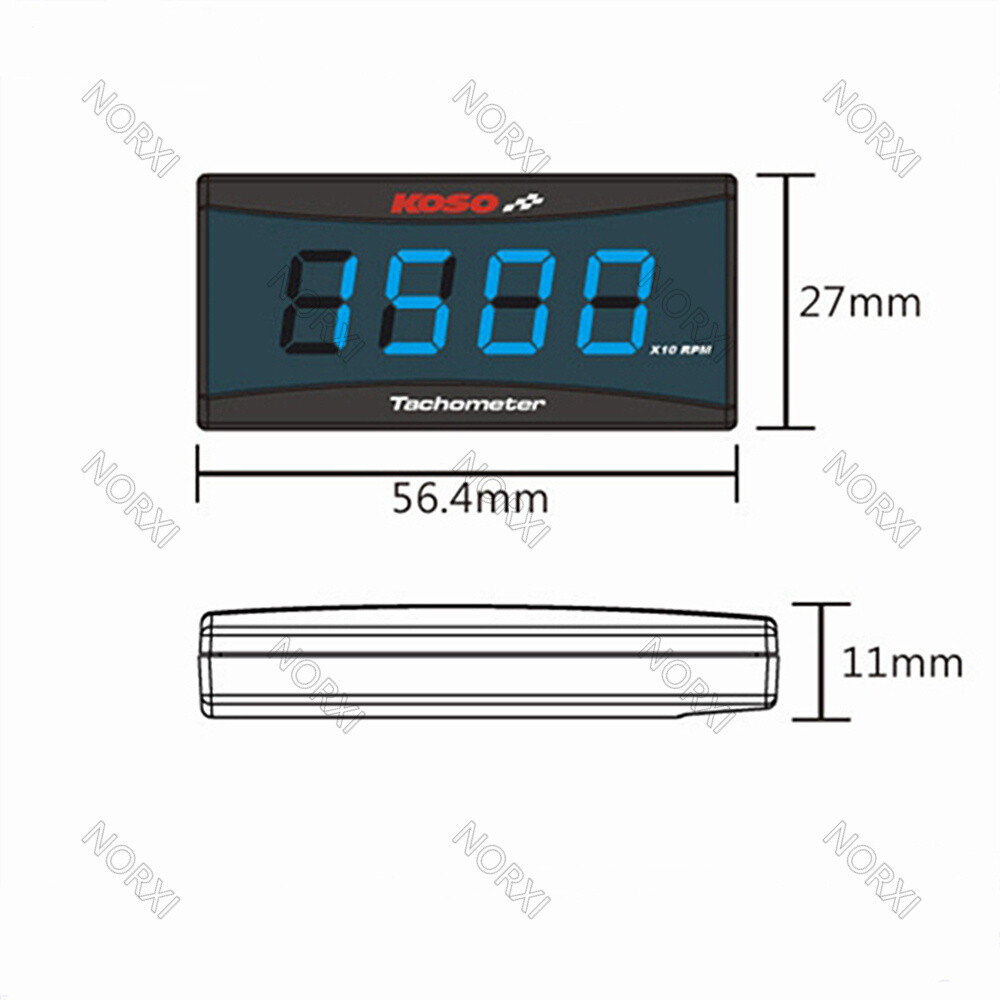 RPM Digital Inductive Tachometer,Waterproof Tiny Digital Hour Tach Meter Red