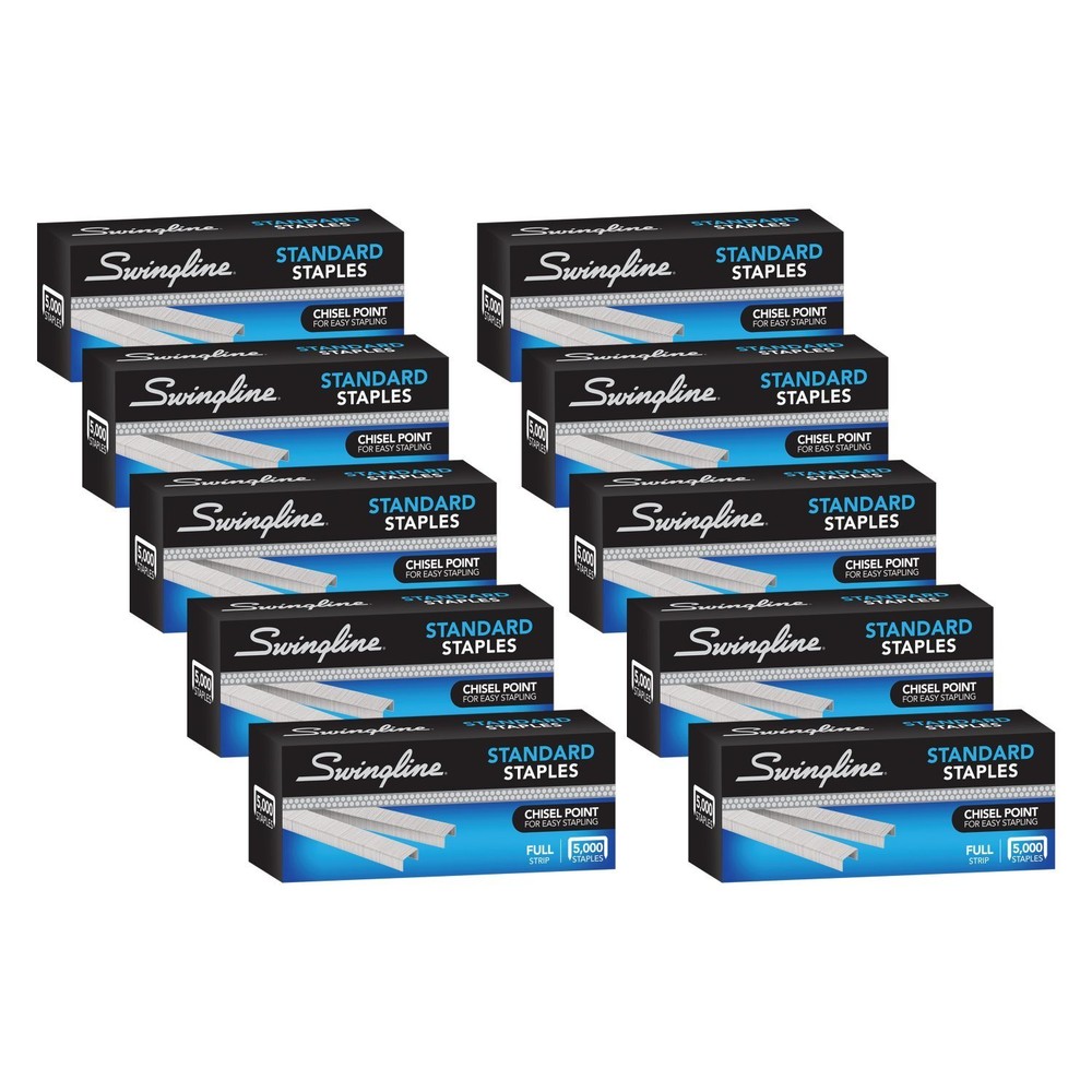 10 Pack Swingline Standard Staples for 25 Sheets 50000 Total Reliable Perform...