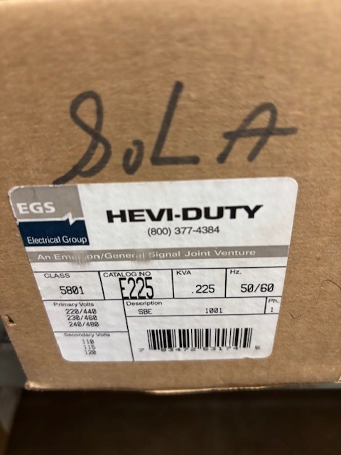 E225 SOLA TRANSFORMER