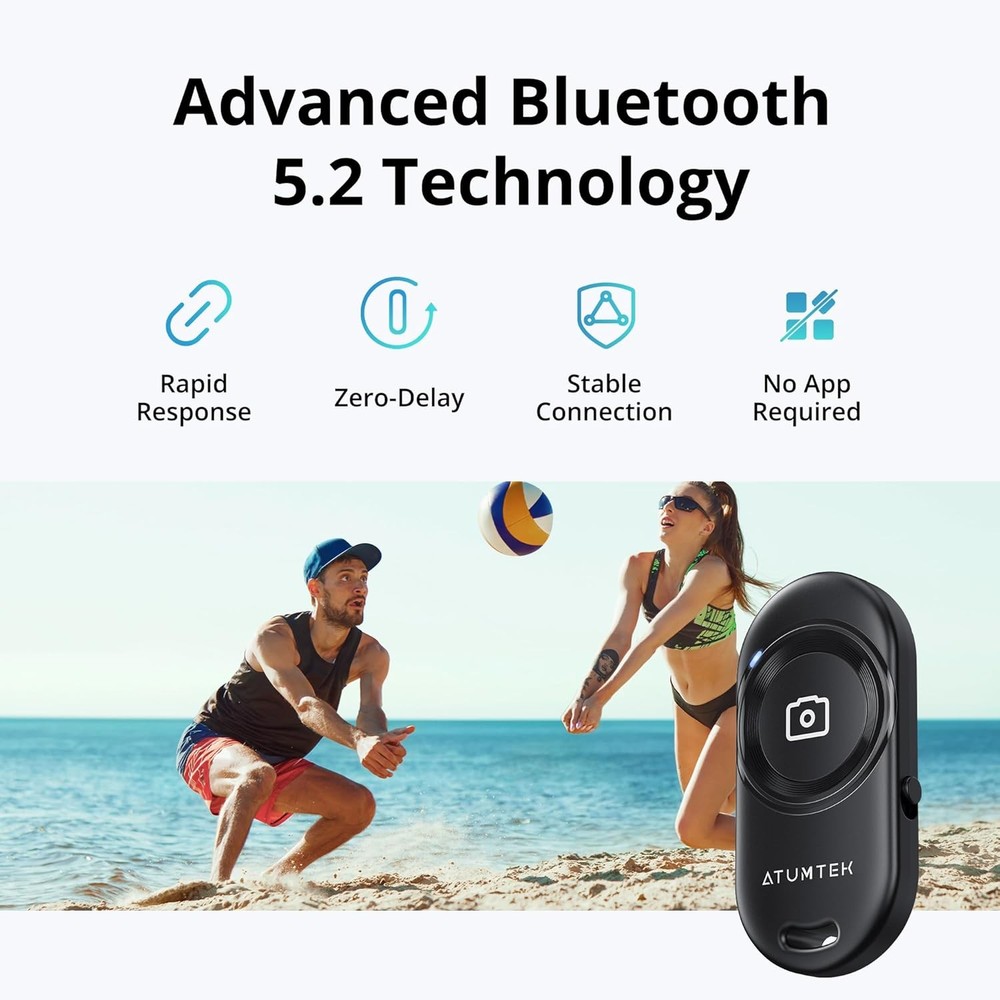 ATUMTEK Camera Remote Shutter for iPhone and Android Smartphones (2 Pack), Wirel