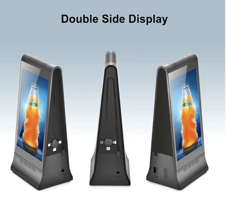 Dual Screen Stand Player Restaurant Table Advertising Digital Menu Display WiFi