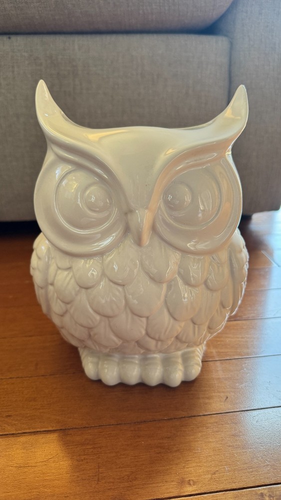Ceramic White Owl Figurine - Vase
