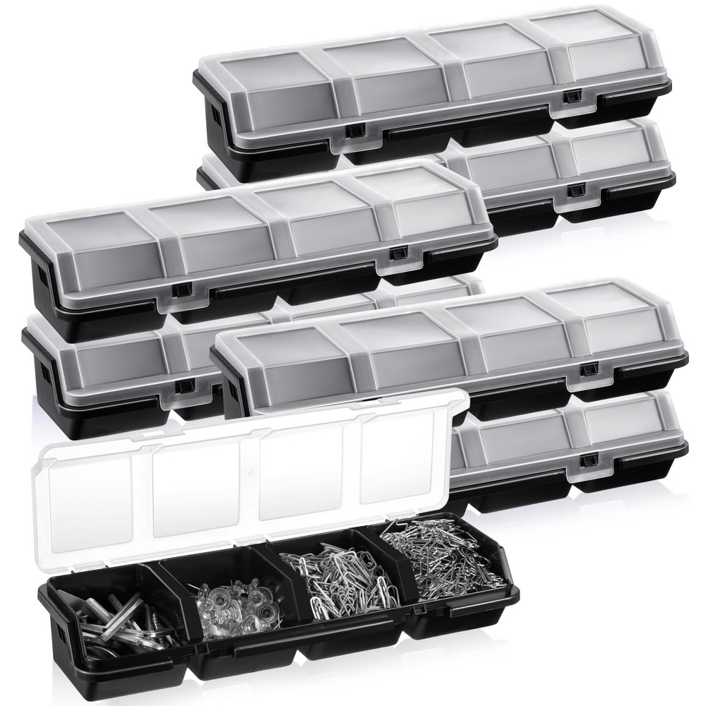 Hushee 6-Pack Stackable Small Parts Organizer Box with Dividers and Lid