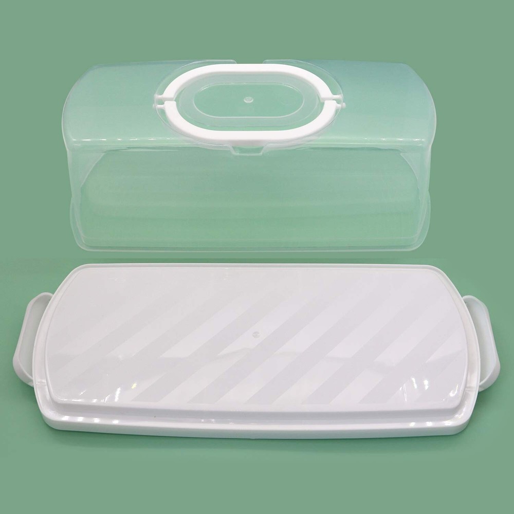 FEOOWV Portable Plastic Rectangular Loaf Bread Box with Transparent Lid, Brea...