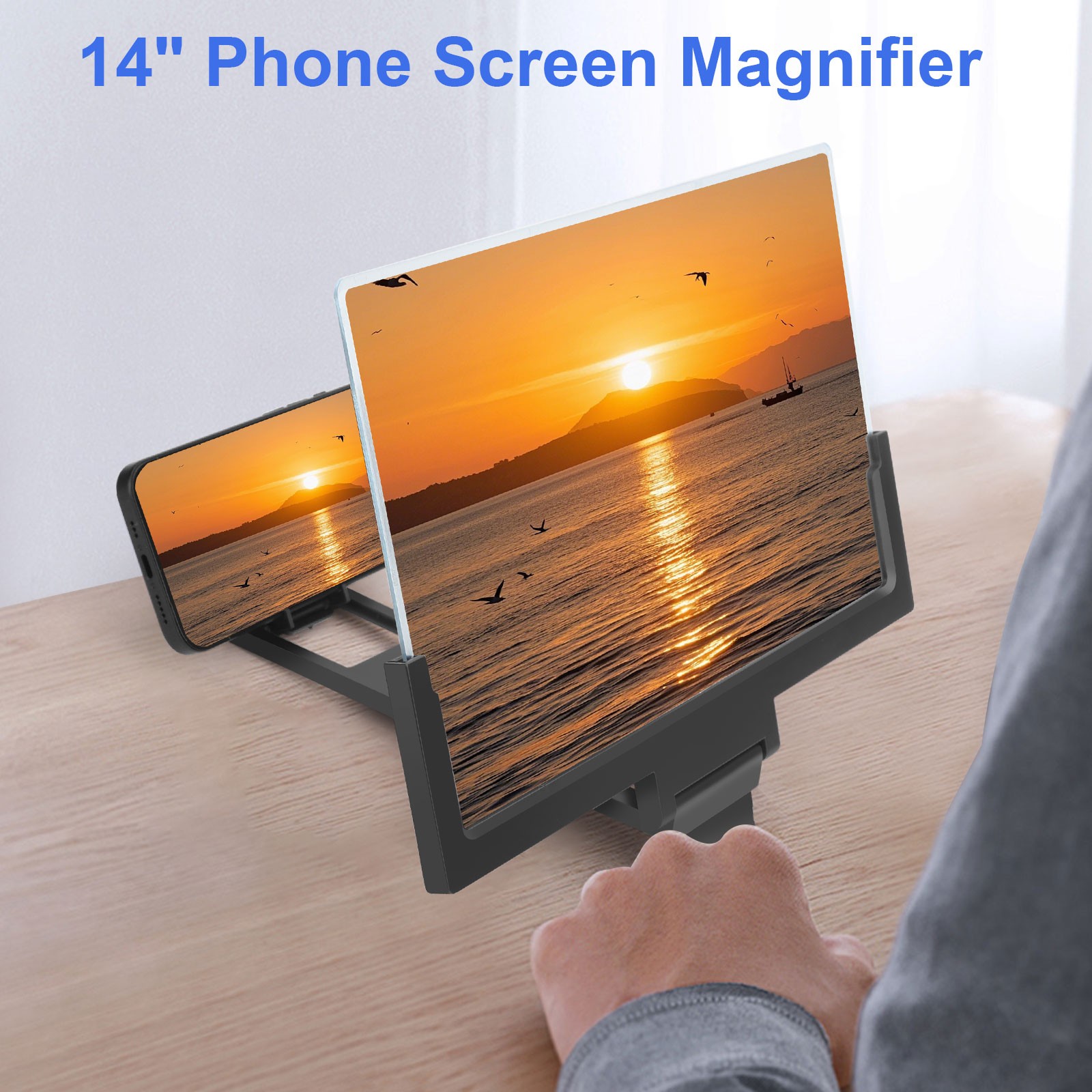 14" Smartphone Screen Magnifier 3D HD Mobile Phone Video Amplifier Stand Bracket