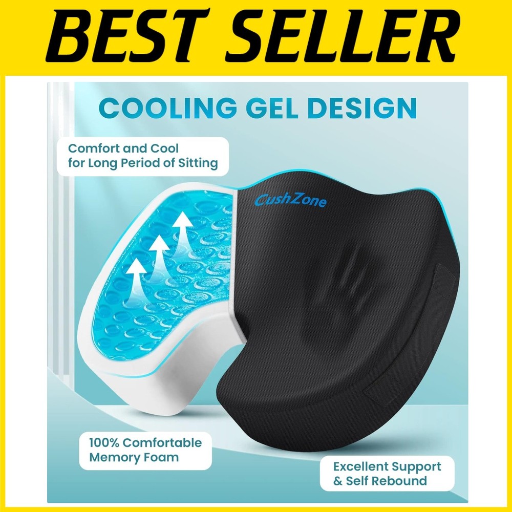 Gel Enhanced Memory Foam Seat Cushion - Black